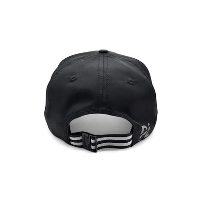 Pops Life Athletic Black Dad Hat with a reflective strip on a white background