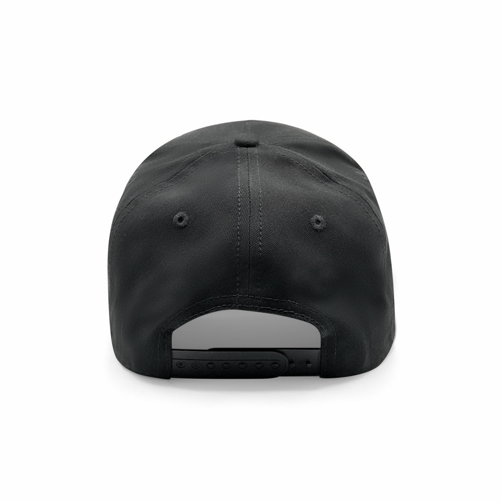 Back view of the best black dad hat with adjustable snap closure for a perfect fit.