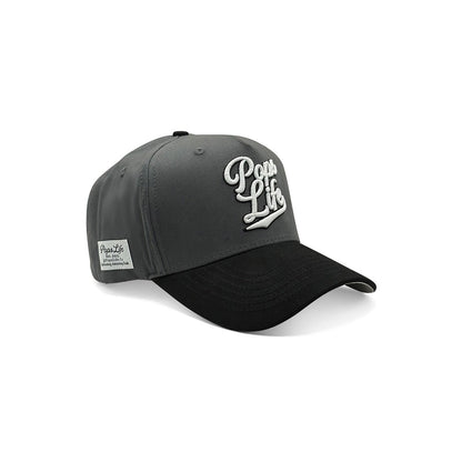 Pops Life Gray and Black Dad Hat with 'Papa Life' logo on a white background