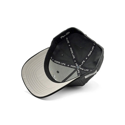 Pops Life Gray and Black Dad Hat with 'Pop's Life' branding on a white background